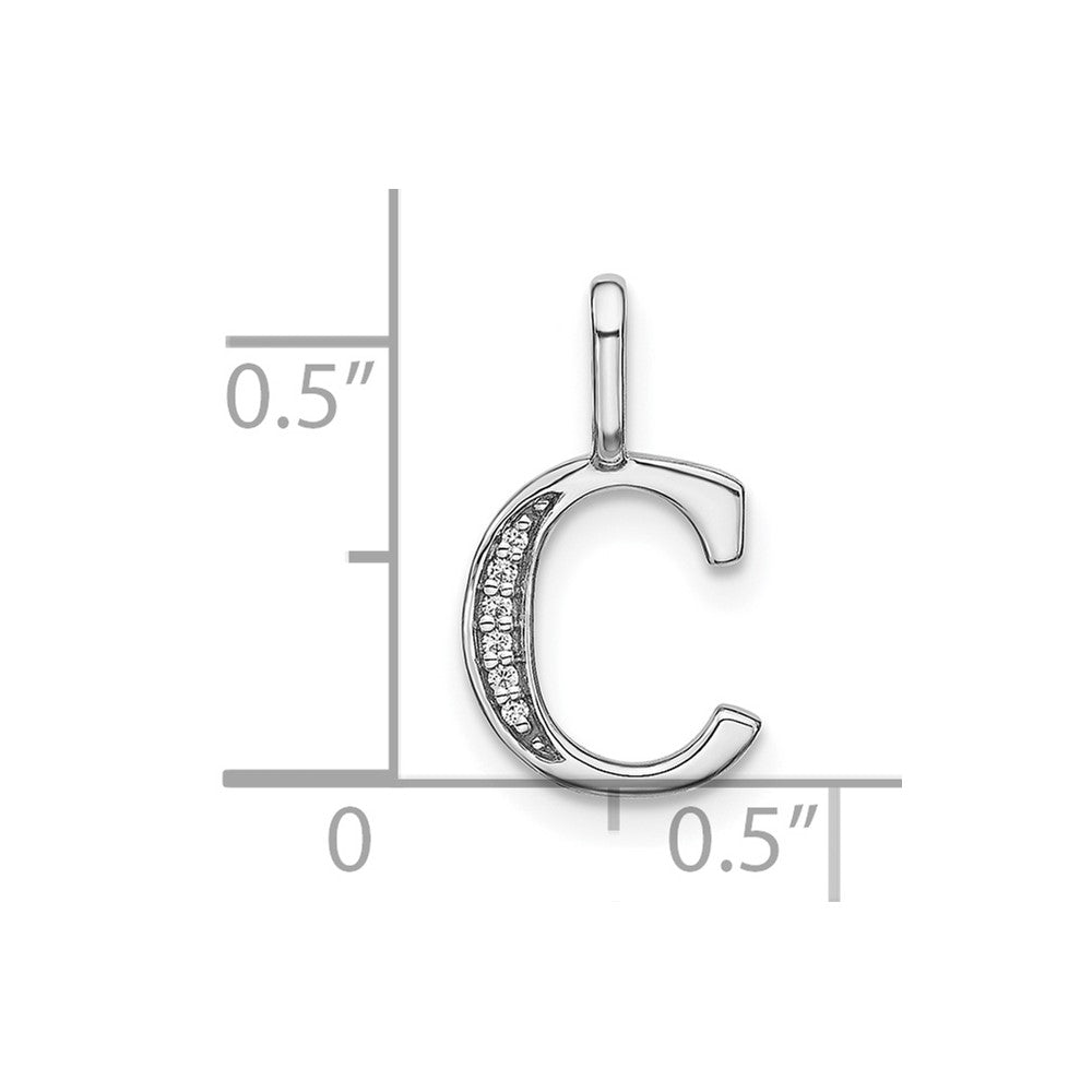14K Weißgold Initial-Anhänger mit echtem Diamant, Kleinbuchstabe C