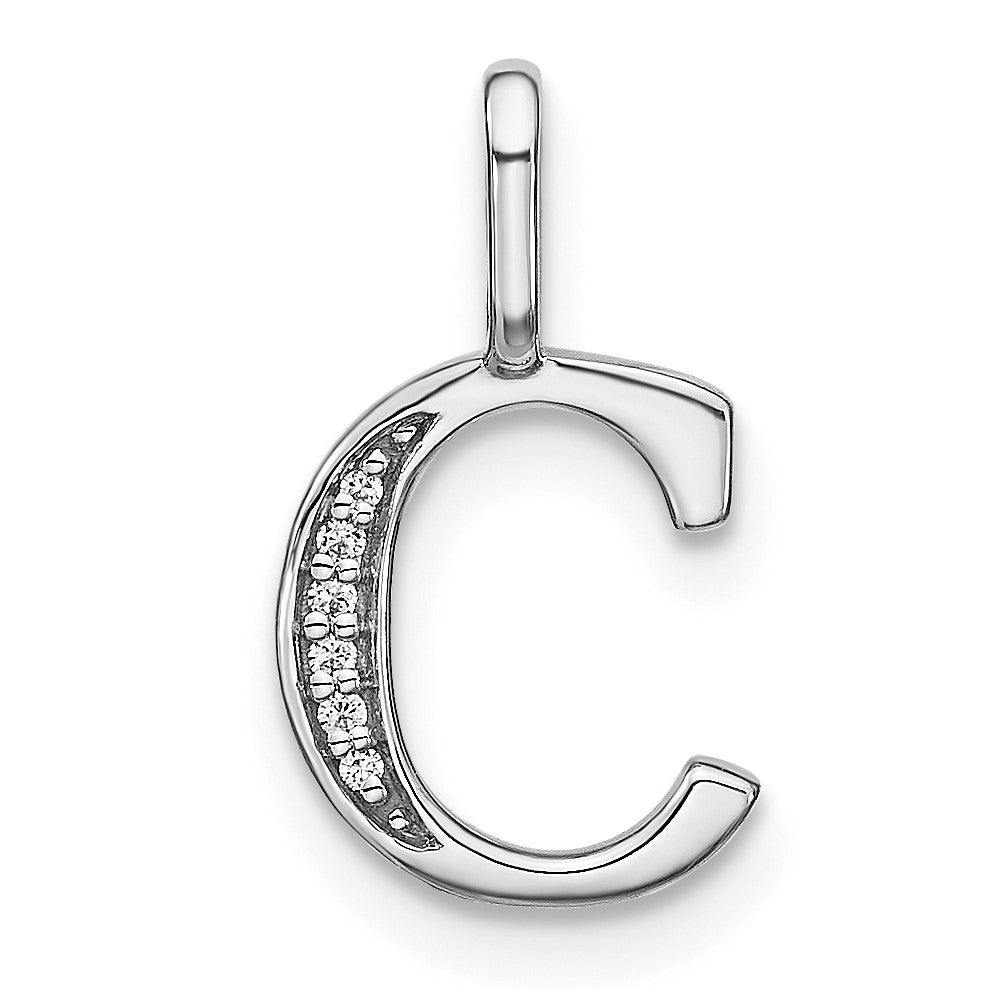 14K Weißgold Initial-Anhänger mit echtem Diamant, Kleinbuchstabe C