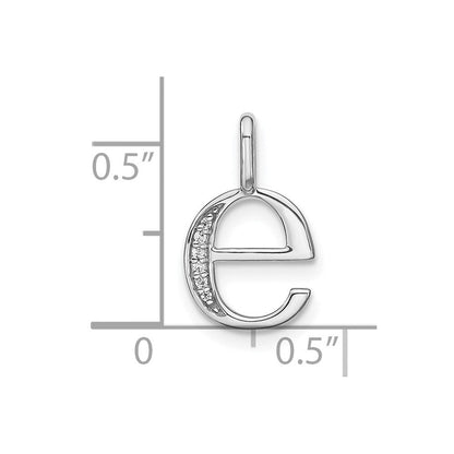 14K Weißgold Anhänger mit echtem Diamant – Initiale „e“ in Kleinbuchstaben