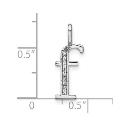 14K Weißgold Echter Diamant Kleinbuchstabe „f" Initialen-Anhänger