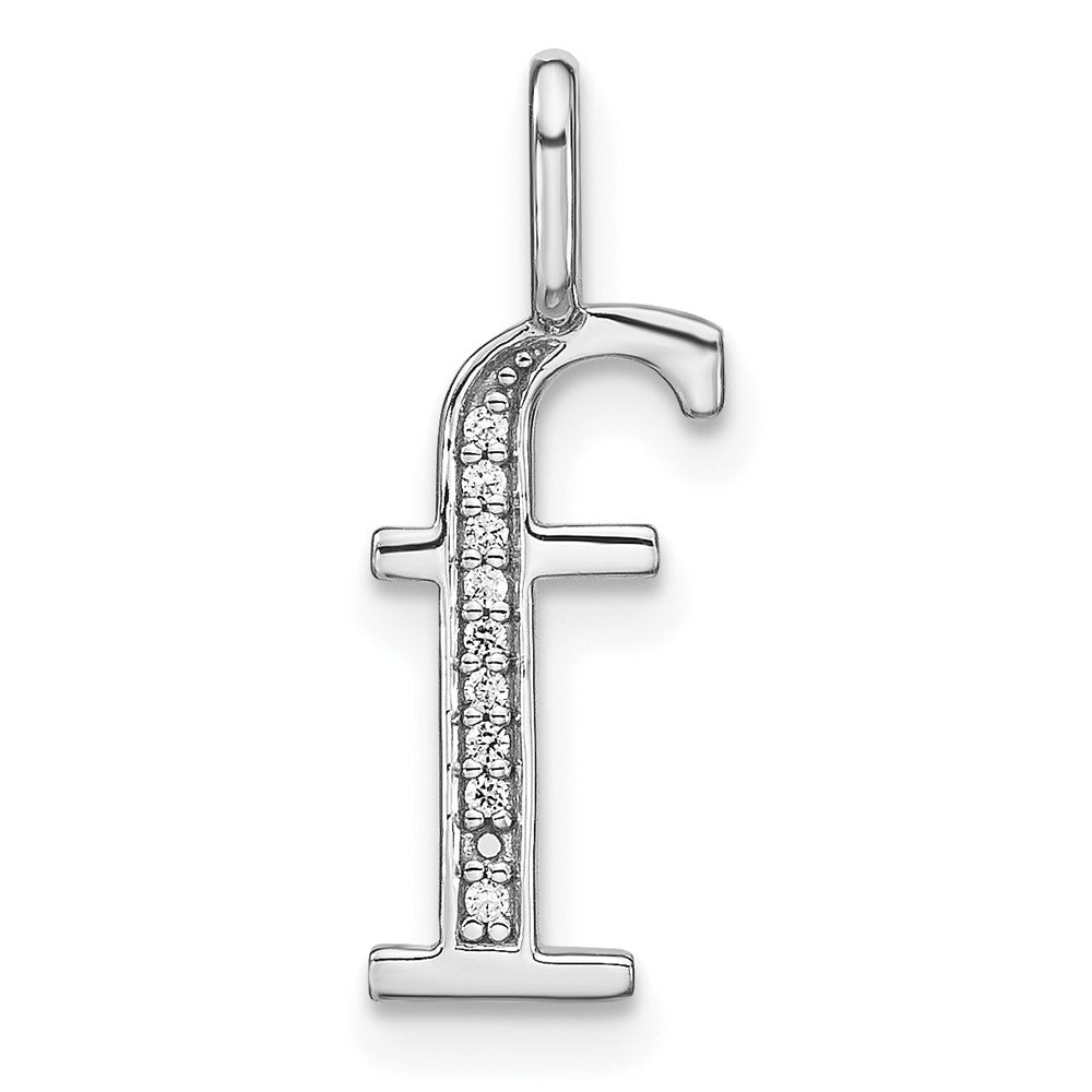 14K Weißgold Echter Diamant Kleinbuchstabe „f" Initialen-Anhänger