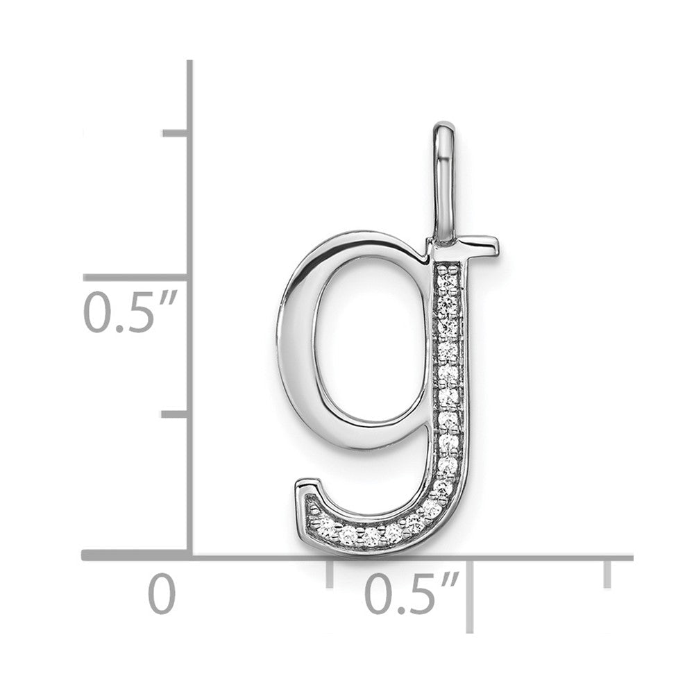 14K Weißgold Initial-Anhänger mit Kleinbuchstabe „G" aus echten Diamanten