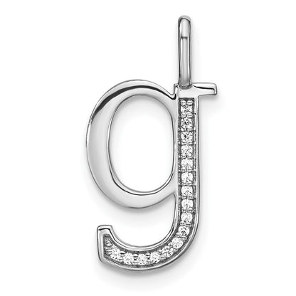 14K Weißgold Initial-Anhänger mit Kleinbuchstabe „G" aus echten Diamanten