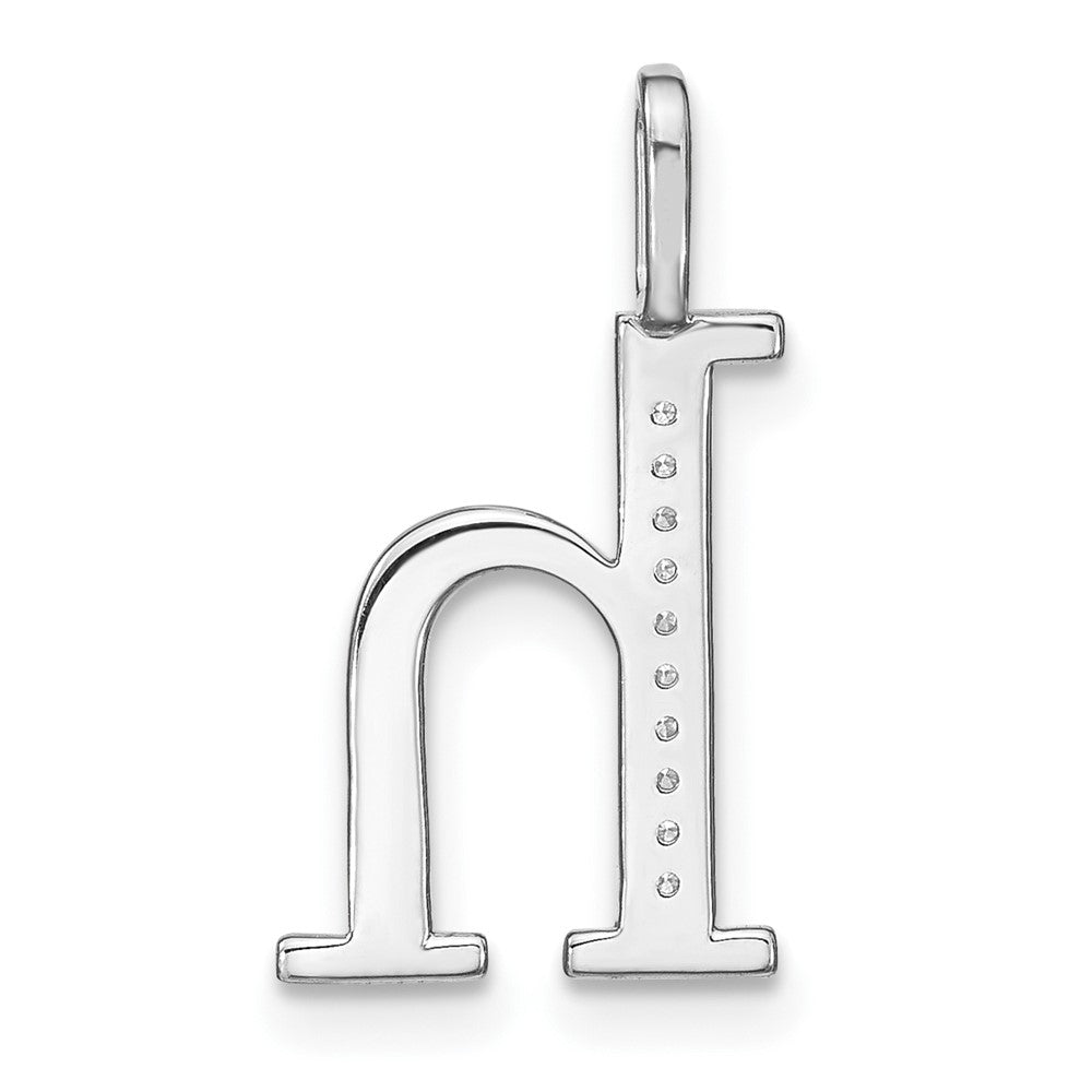 14K Weißgold Echter Diamant Kleinbuchstabe H Initial-Anhänger
