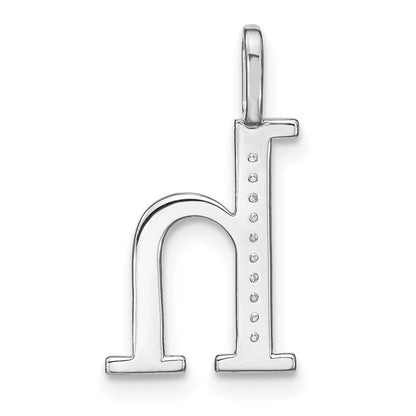 14K Weißgold Echter Diamant Kleinbuchstabe H Initial-Anhänger
