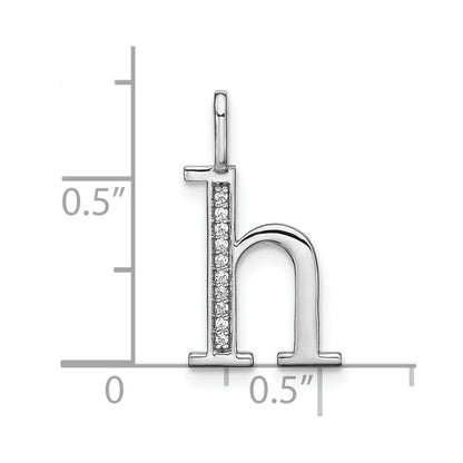 14K Weißgold Echter Diamant Kleinbuchstabe H Initial-Anhänger