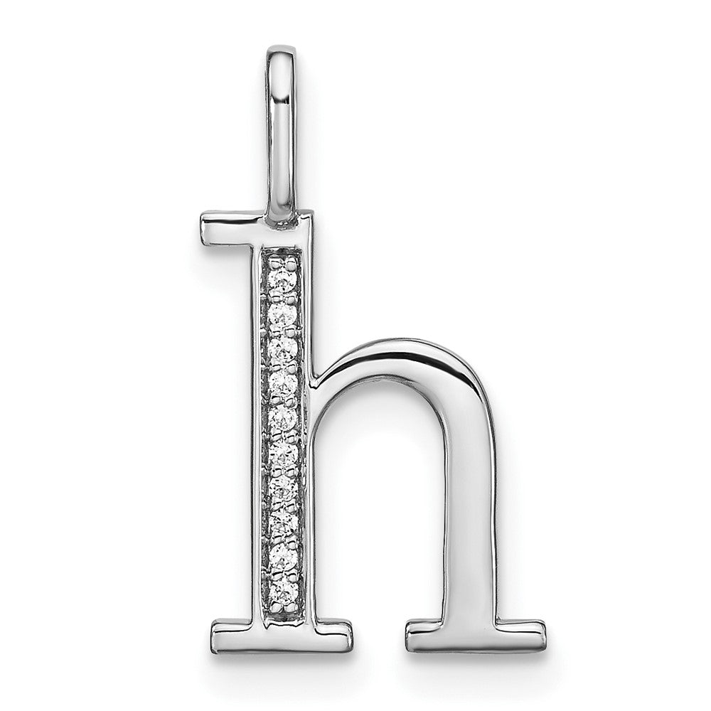 14K Weißgold Echter Diamant Kleinbuchstabe H Initial-Anhänger
