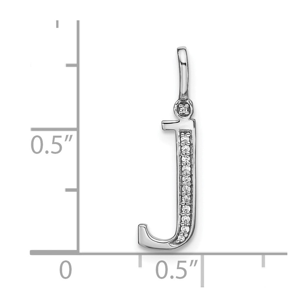 14K Weißgold Echtdiamant-Anhänger mit Initial-Kleinbuchstabe „J