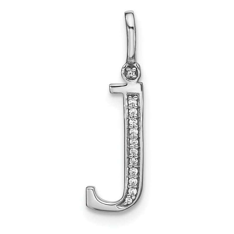 14K Weißgold Echtdiamant-Anhänger mit Initial-Kleinbuchstabe „J