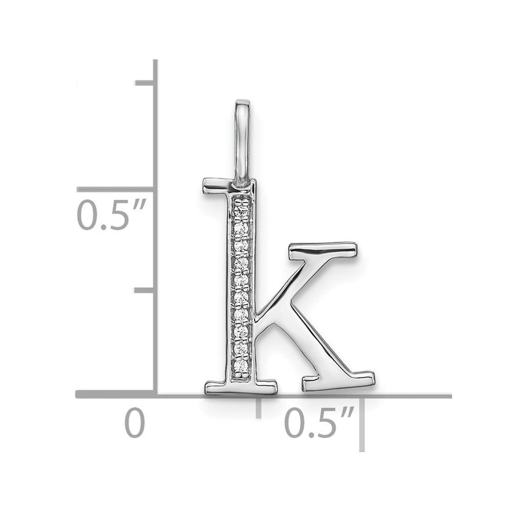 14K Weißgold Echtdiamant-Anhänger mit Kleinbuchstaben-Initiale „K“