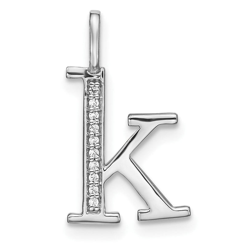 14K Weißgold Echtdiamant-Anhänger mit Kleinbuchstaben-Initiale „K“