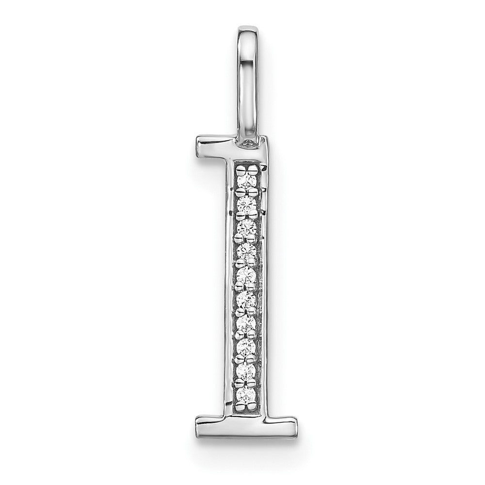 14K Weißgold Anhänger mit echtem Diamant, Initial-Kleinbuchstabe „L“