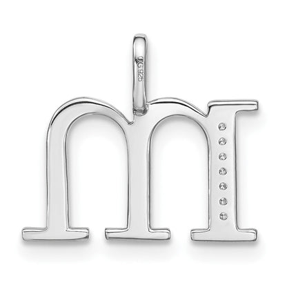 14K Weißgold Initialanhänger Kleinbuchstabe M mit echtem Diamant