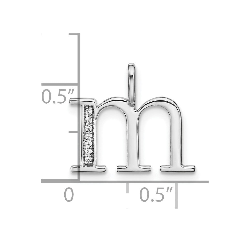 14K Weißgold Initialanhänger Kleinbuchstabe M mit echtem Diamant