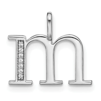 14K Weißgold Initialanhänger Kleinbuchstabe M mit echtem Diamant