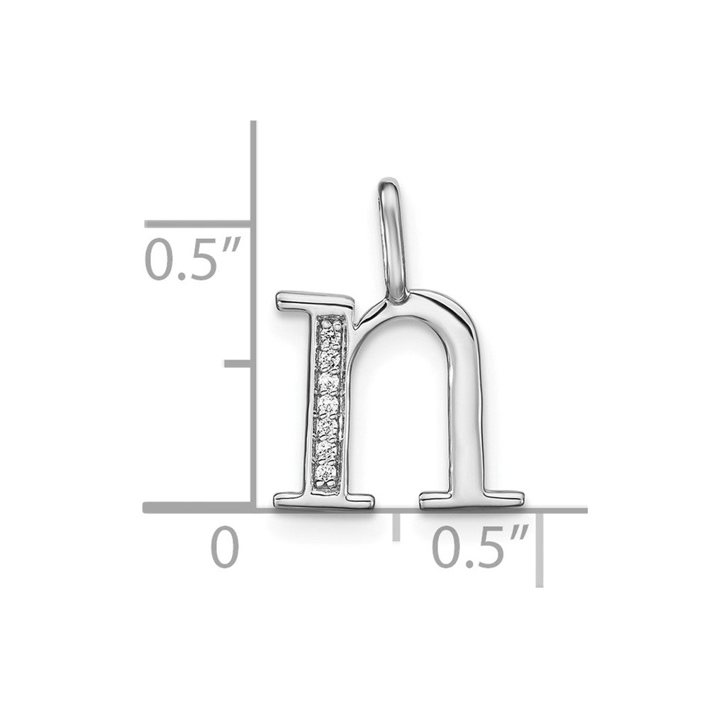 14K Weißgold Echtdiamant-Anhänger Kleinbuchstabe Initiale „N“