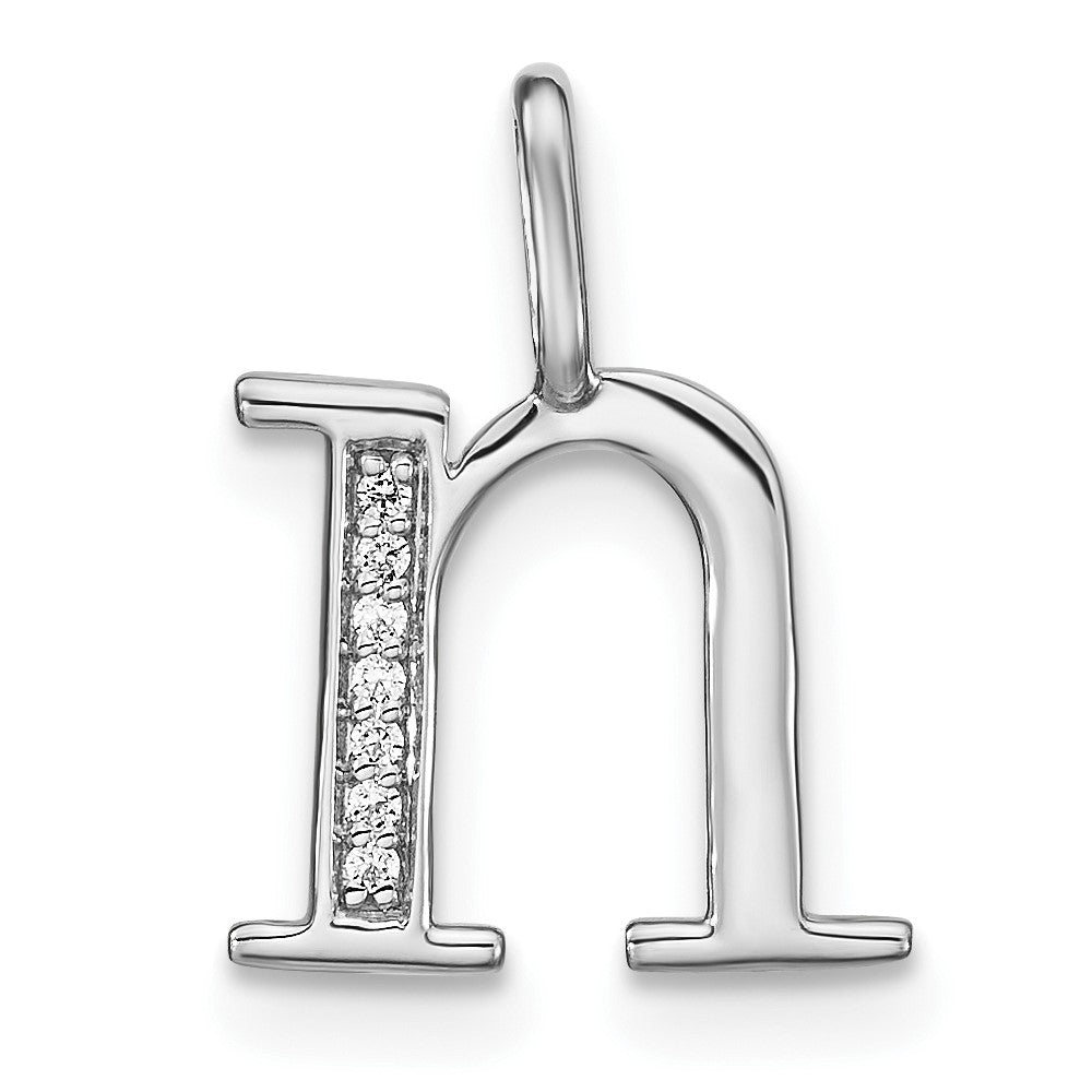 14K Weißgold Echtdiamant-Anhänger Kleinbuchstabe Initiale „N“