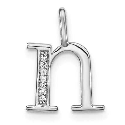 14K Weißgold Echtdiamant-Anhänger Kleinbuchstabe Initiale „N“