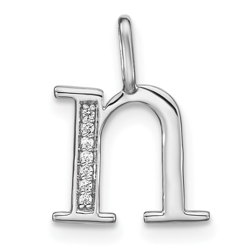 14K Weißgold Echtdiamant-Anhänger Kleinbuchstabe Initiale „N“