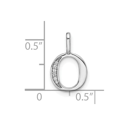 14K Weißgold Echtdiamant Kleinbuchstabe „O“ Initial-Anhänger