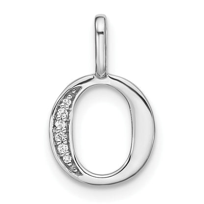 14K Weißgold Echtdiamant Kleinbuchstabe „O“ Initial-Anhänger