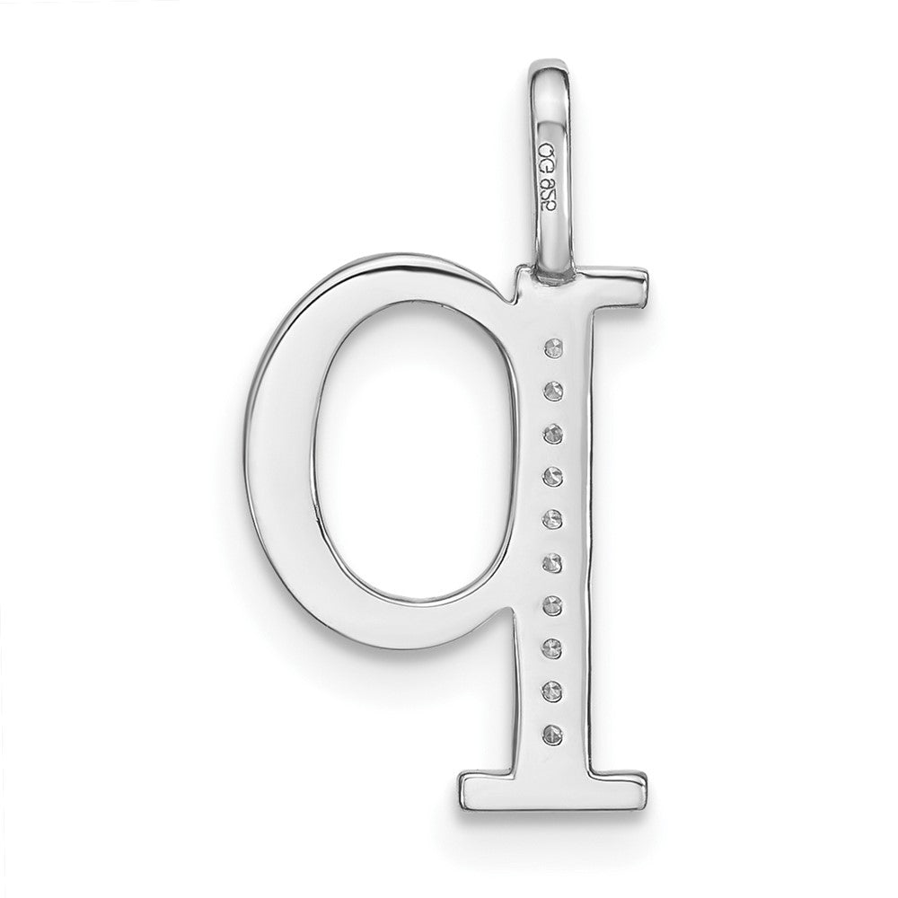 14K Weißgold Anhänger mit Initial-Kleinbuchstaben P und echtem Diamant