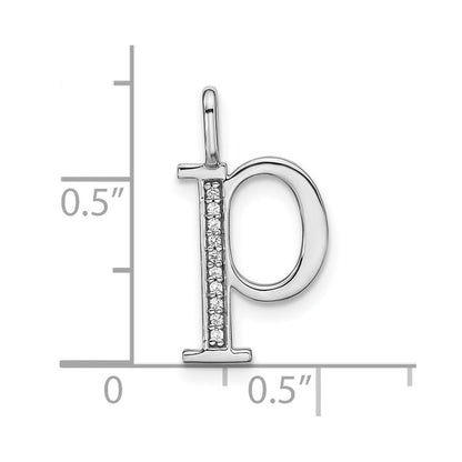 14K Weißgold Anhänger mit Initial-Kleinbuchstaben P und echtem Diamant