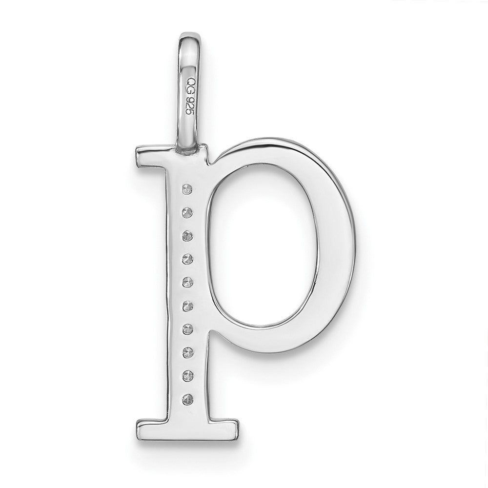 14K Weißgold Anhänger mit echtem Diamant, Initiale Kleinbuchstabe „Q“