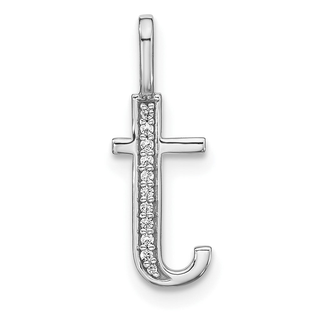 14K Weißgold Echtdiamant-Anhänger Kleinbuchstabe Initiale „t