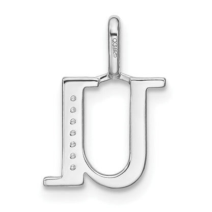 14K Weißgold Diamant-Anhänger mit Initiale „u" in Kleinbuchstaben