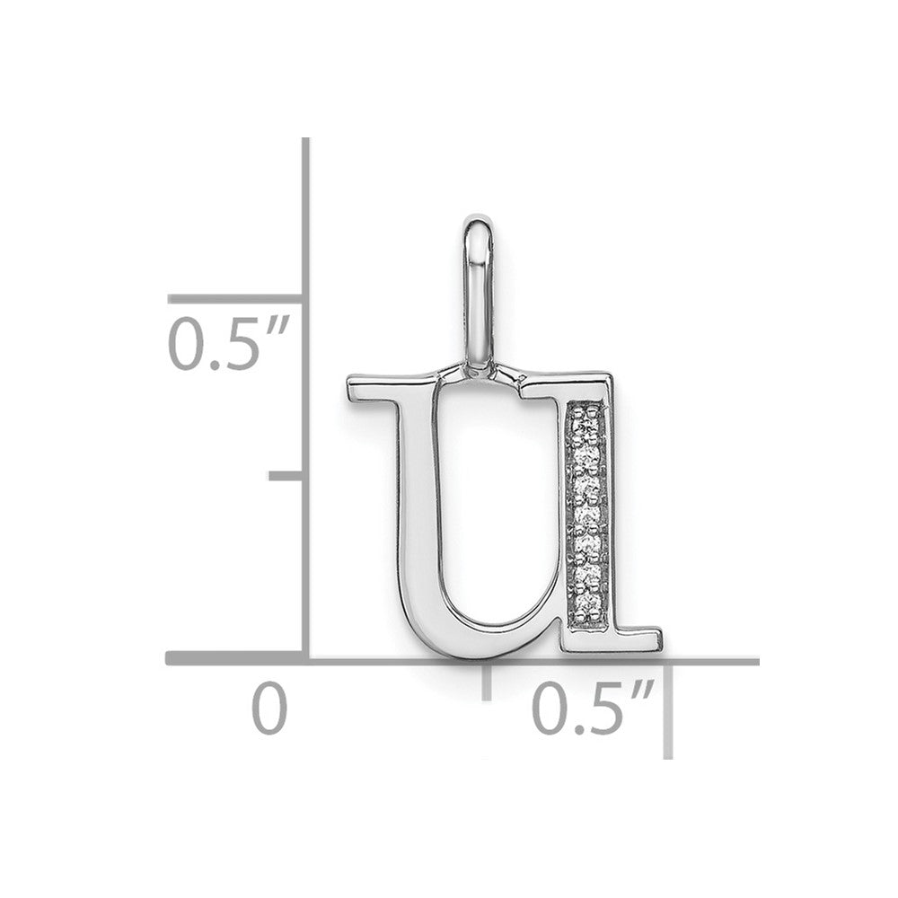 14K Weißgold Diamant-Anhänger mit Initiale „u" in Kleinbuchstaben