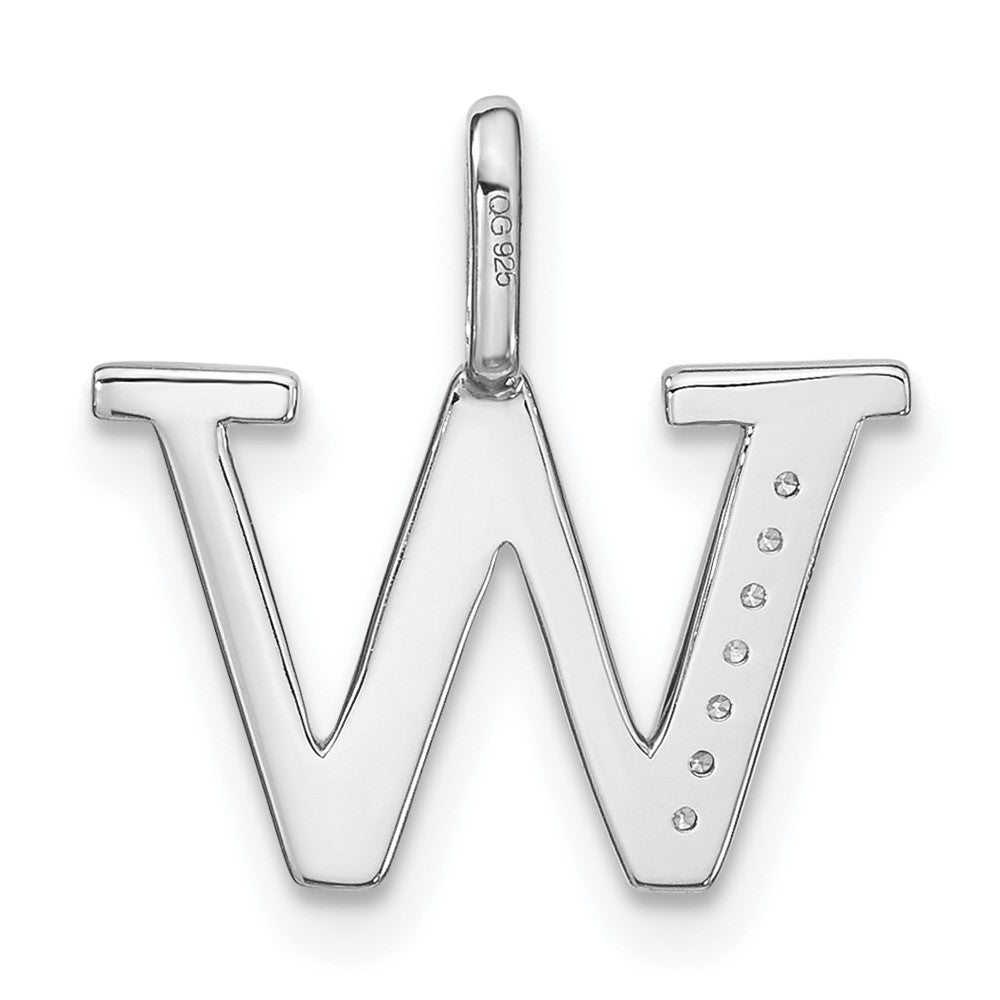 14K Weißgold Anhänger mit echten Diamanten, Initial-Kleinbuchstabe „W“
