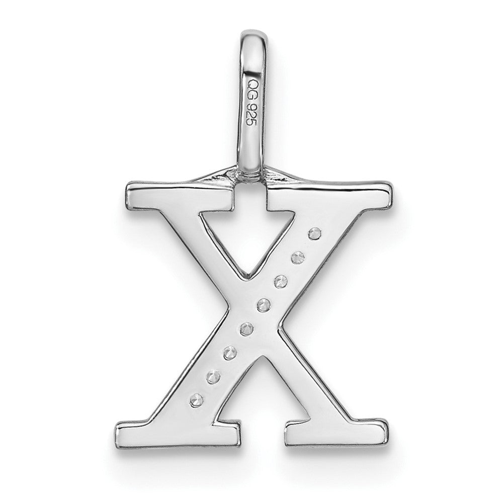 14K Weißgold Echter Diamant Kleinbuchstabe X Initial-Anhänger