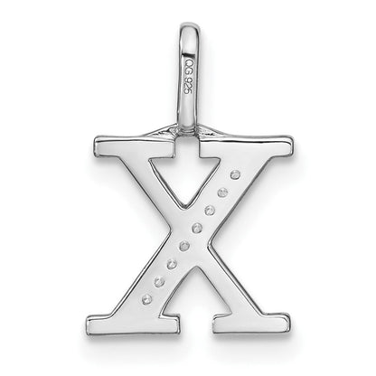 14K Weißgold Echter Diamant Kleinbuchstabe X Initial-Anhänger