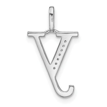 14K Weißgold Anhänger mit echtem Diamant, Initial-Buchstabe „y“ in Kleinbuchstaben