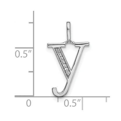 14K Weißgold Anhänger mit echtem Diamant, Initial-Buchstabe „y“ in Kleinbuchstaben