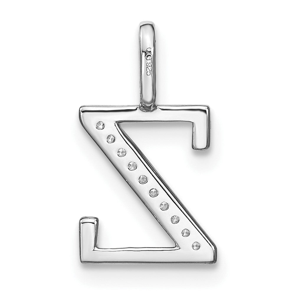 14K Weißgold Anhänger mit Initiale Kleinbuchstabe Z aus echten Diamanten