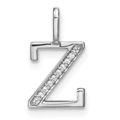 14K Weißgold Anhänger mit Initiale Kleinbuchstabe Z aus echten Diamanten