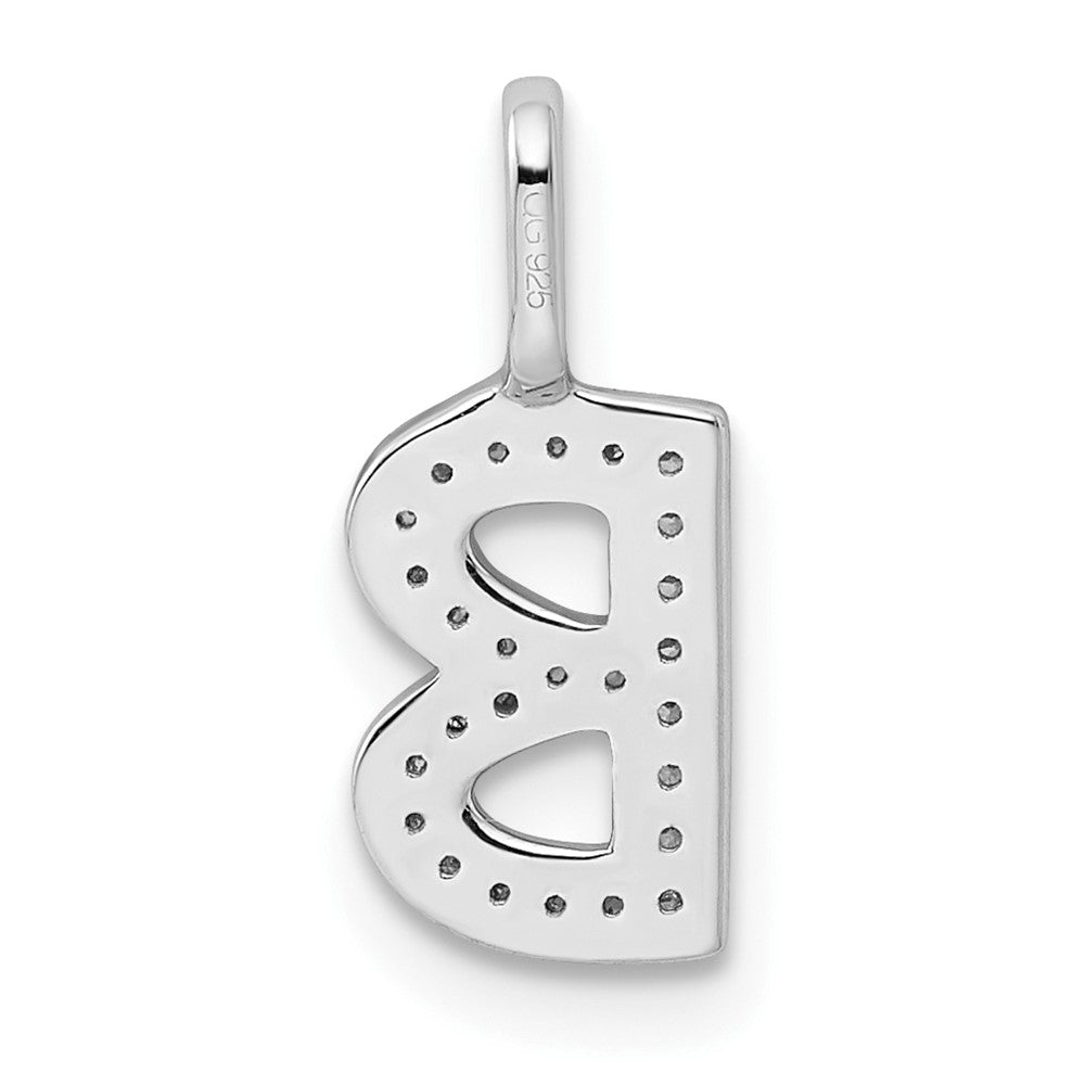 14K Weißgold Anhänger mit echtem Diamant, Buchstabe B
