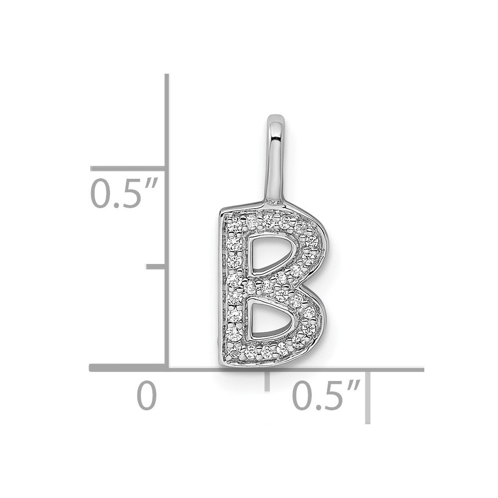 14K Weißgold Anhänger mit echtem Diamant, Buchstabe B