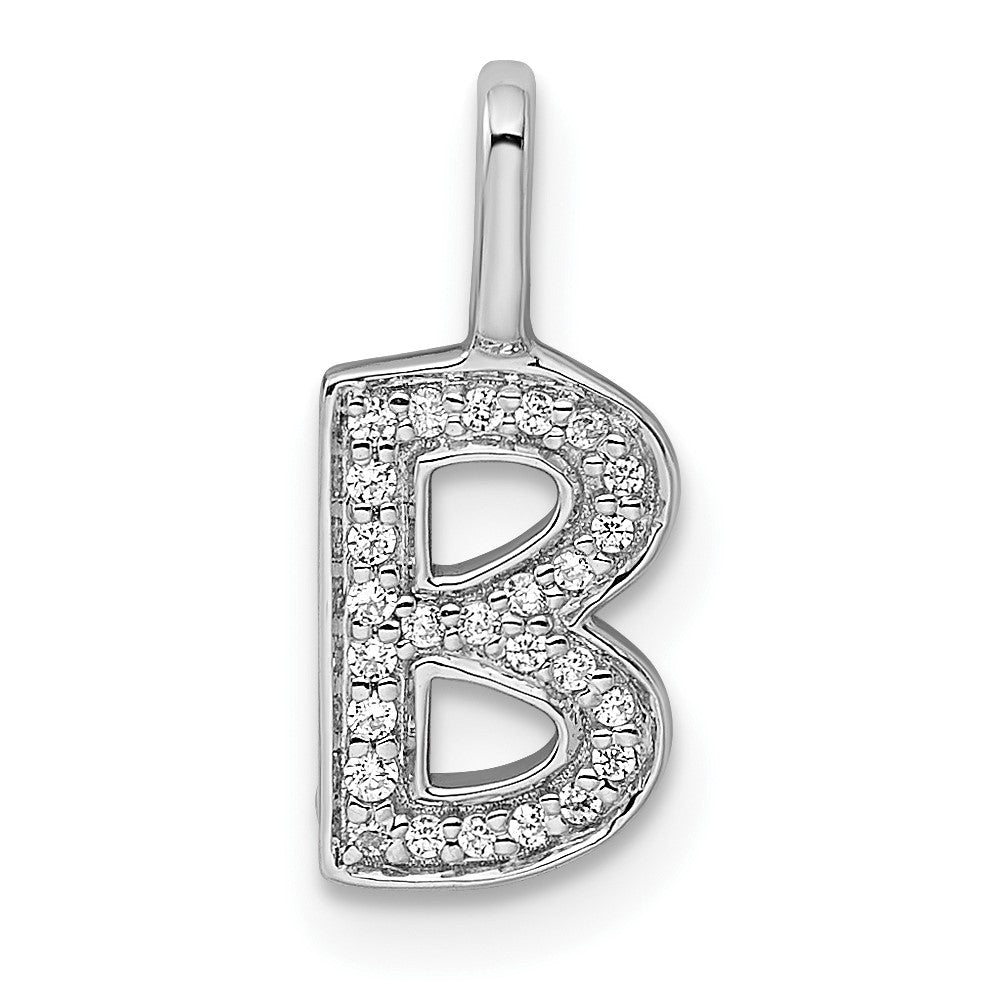 14K Weißgold Anhänger mit echtem Diamant, Buchstabe B