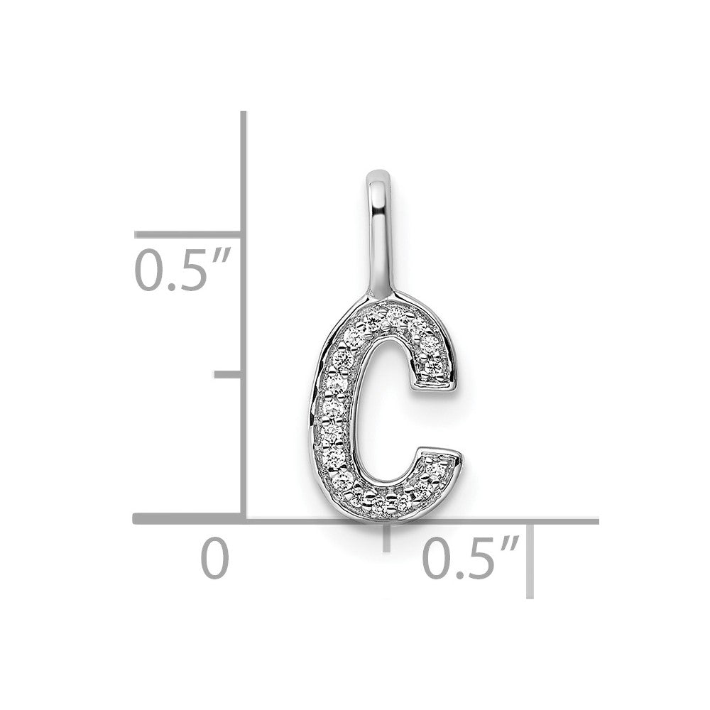 14K Weißgold Anhänger mit echtem Diamant, Initialbuchstabe C