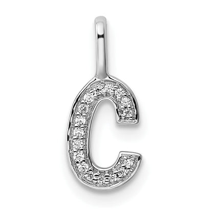 14K Weißgold Anhänger mit echtem Diamant, Initialbuchstabe C