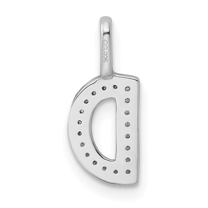 (Sonderanfertigung – Öse passt zu einer Kette mit 6,9 mm Breite) 14K Weißgold Echter Diamant Buchstabe D Initial-Anhänger