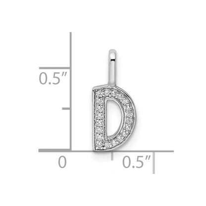 (Sonderanfertigung – Öse passt zu einer Kette mit 6,9 mm Breite) 14K Weißgold Echter Diamant Buchstabe D Initial-Anhänger