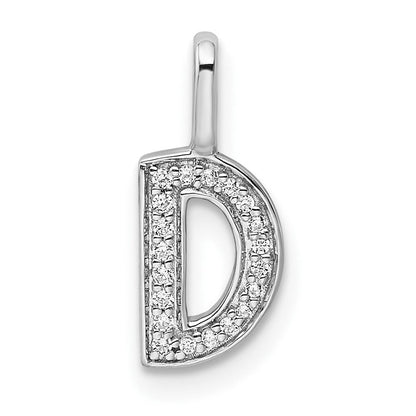 (Sonderanfertigung – Öse passt zu einer Kette mit 6,9 mm Breite) 14K Weißgold Echter Diamant Buchstabe D Initial-Anhänger