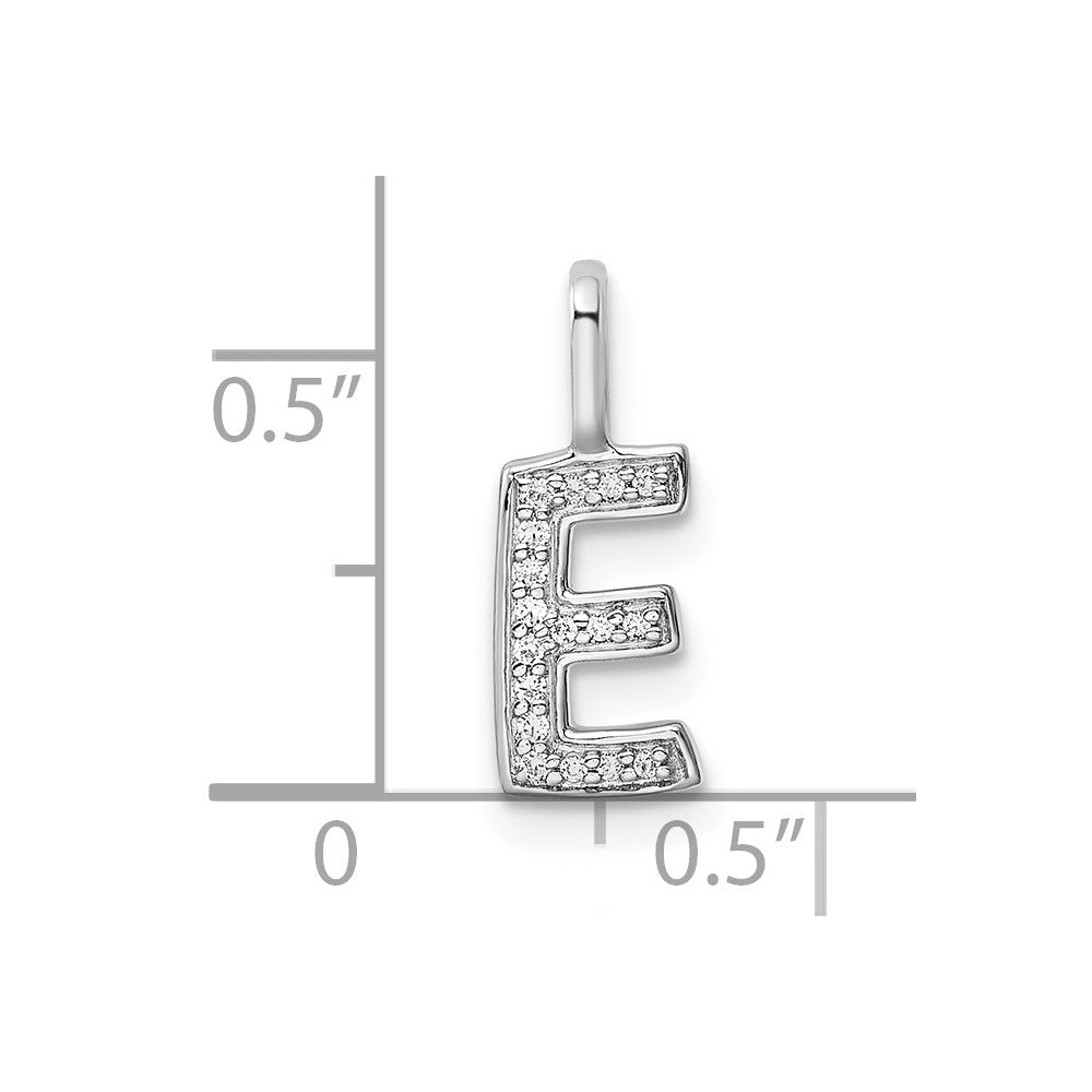 14K Weißgold Echtdiamant Buchstabe E Initialanhänger