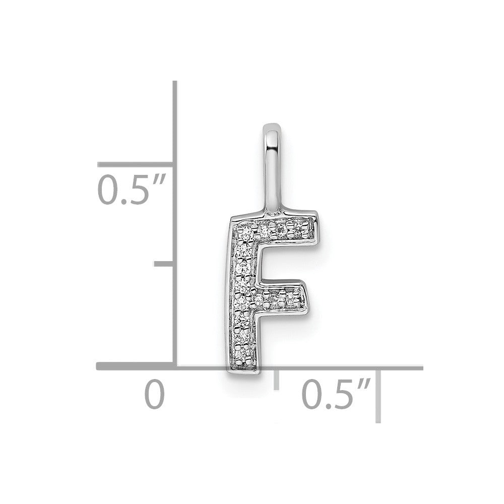 14K Weißgold Anhänger mit echtem Diamant-Initialbuchstaben "F