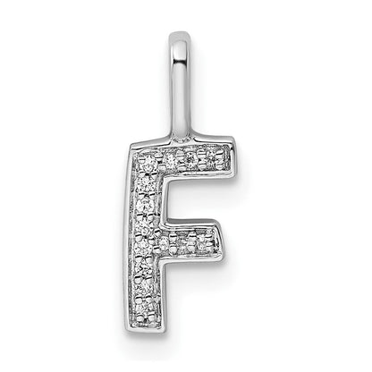 14K Weißgold Anhänger mit echtem Diamant-Initialbuchstaben "F
