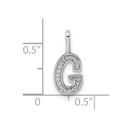 14K Weißgold Echter Diamant Buchstabe G Initial-Anhänger